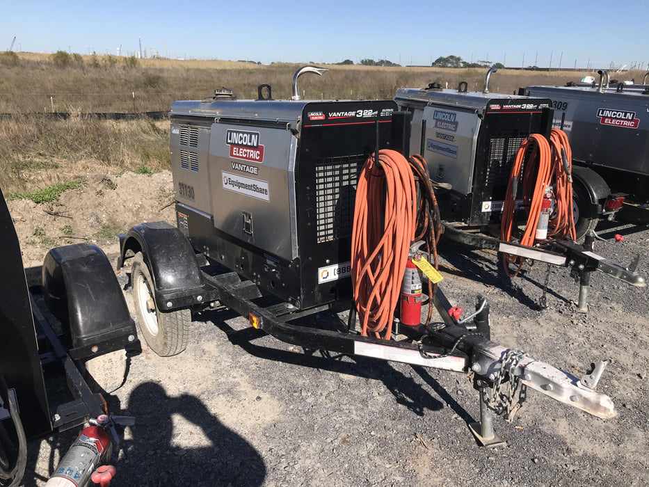 2019 Lincoln Electric Vantage 322 Welder Ready-Pak 3, Two wheel trailer, Fender and Light kit, Cable Rack