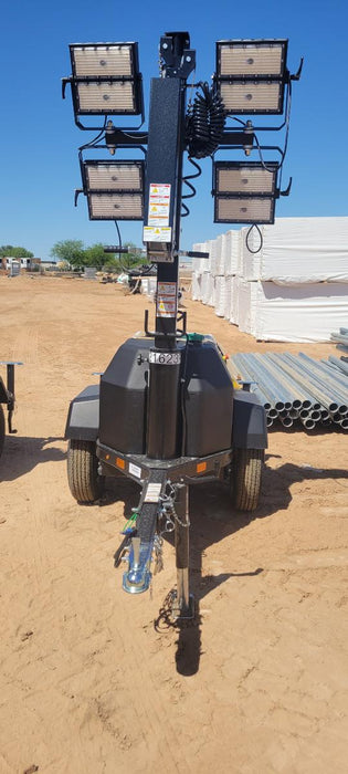 2022 Allmand NLV3GR (4) LED Light Fixture 350W, 23' Vertical Mast, 3kW Prime, Towable, Deep Sea L401, Leveling Jacks, Yanmar T4F 5.8hp