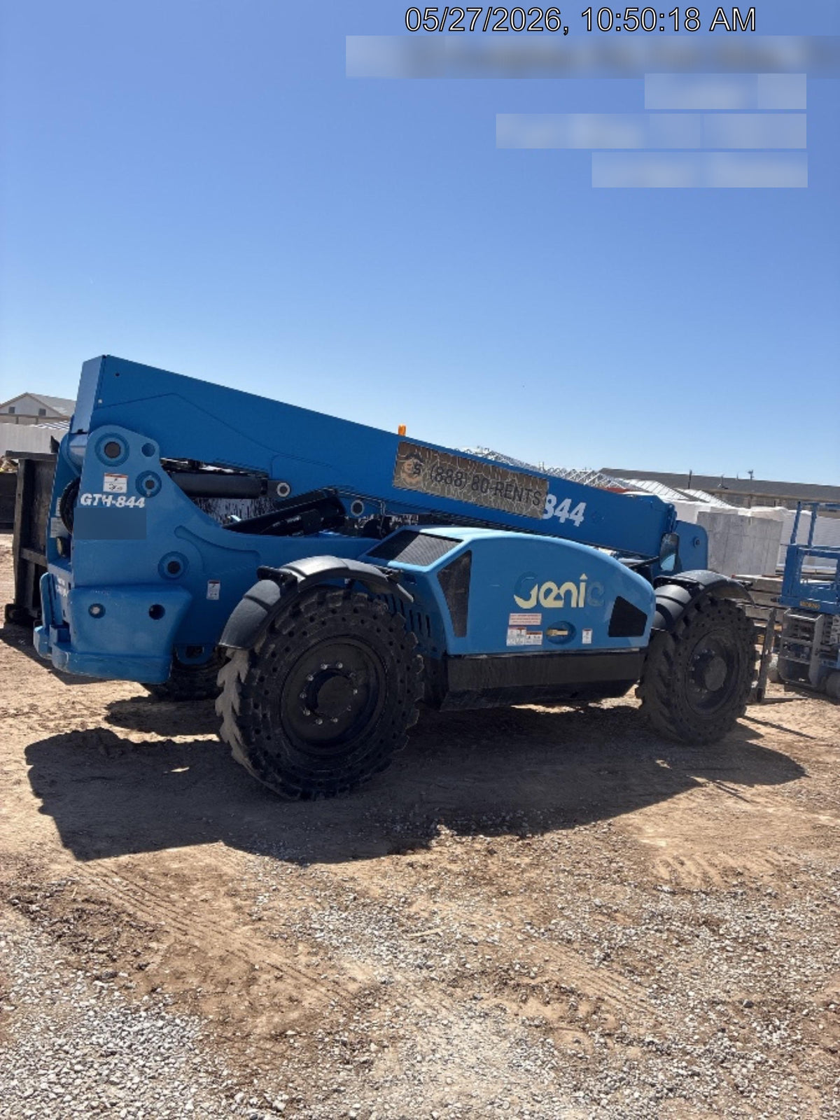 2018 Genie GTH-844 Genie GTH-844 w/ROPS, Work Lights, Solid Tires, RH Cab Mesh, Beacon, 60" Carriage and Forks