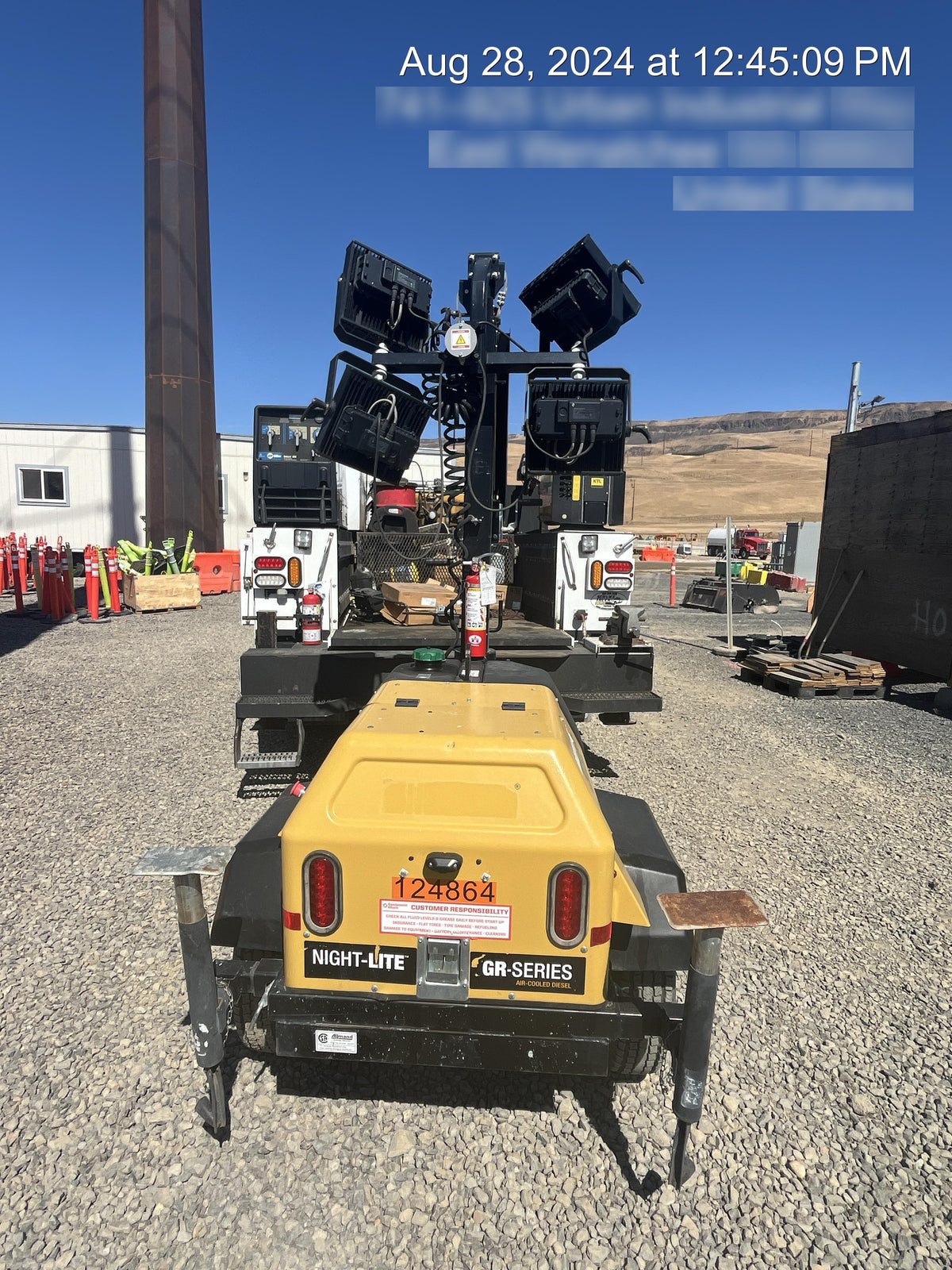 2020 Allmand NLV3GR (4) LED Light Fixture 350W, 23' Vertical Mast, 3kW Prime, Towable, Deep Sea L401, Leveling Jacks, Yanmar T4F 5.8hp