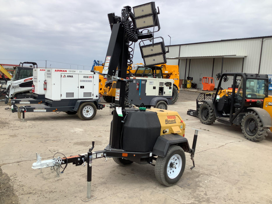 2021 Allmand NLV3GR (4) LED Light Fixture 350W, 23' Vertical Mast, 3kW Prime, Towable, Deep Sea L401, Leveling Jacks, Yanmar T4F 5.8hp