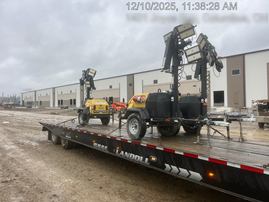 2022 Allmand NLV3GR (4) LED Light Fixture 350W, 23' Vertical Mast, 3kW Prime, Towable, Deep Sea L401, Leveling Jacks, Yanmar T4F 5.8hp