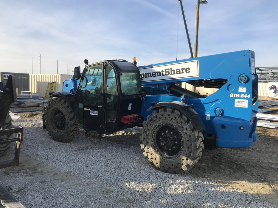 2019 Genie GTH-844 Cab/Heat/AC, Solid RT Tires, LED Work Lights, Beacon 60" QA Carriage, 48" Forks