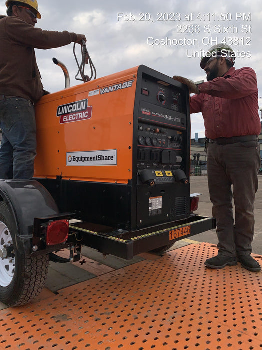 2021 Lincoln Electric Vantage 322 Vantage 322 Ready Pak 3 w/ Decals, ORANGE (includes trailer, cable rack, fender light kit) NO Telematics