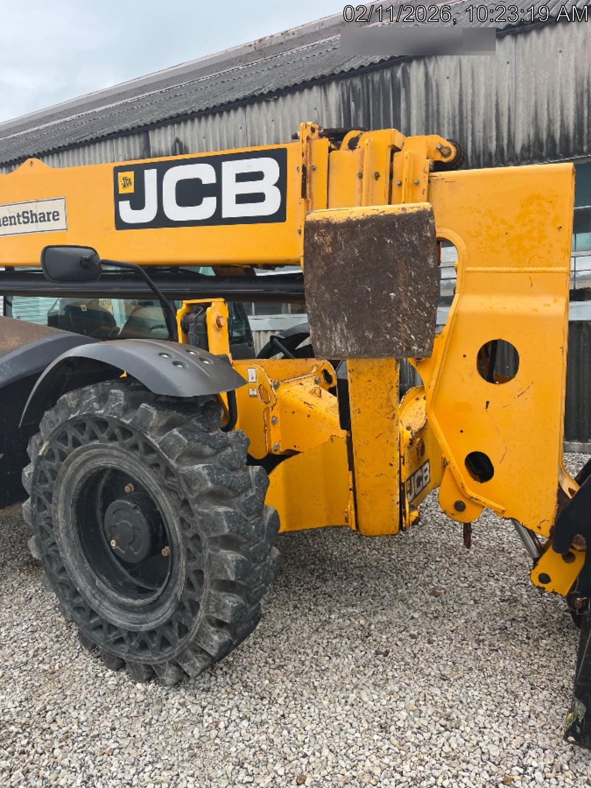 2019 JCB 512-56 74 HP w/CAB/HVAC, Beacon, Aux Hydraulics, Worklights, Solid Tires w/60" Carriage/Forks