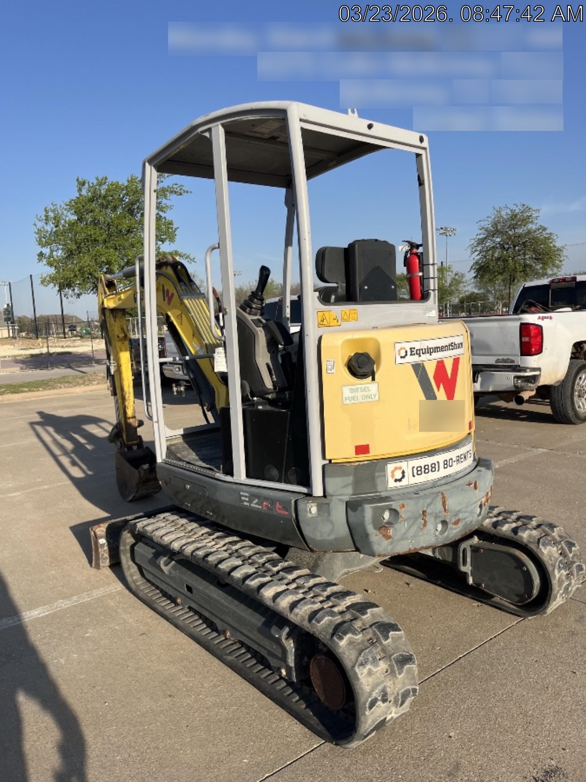 2019 Wacker Neuson EZ26 MX, Trk, Long, Canopy w/Manual Coupler, 3-40mm Pin Kits, 12"/18"/24" Pin on Buckets