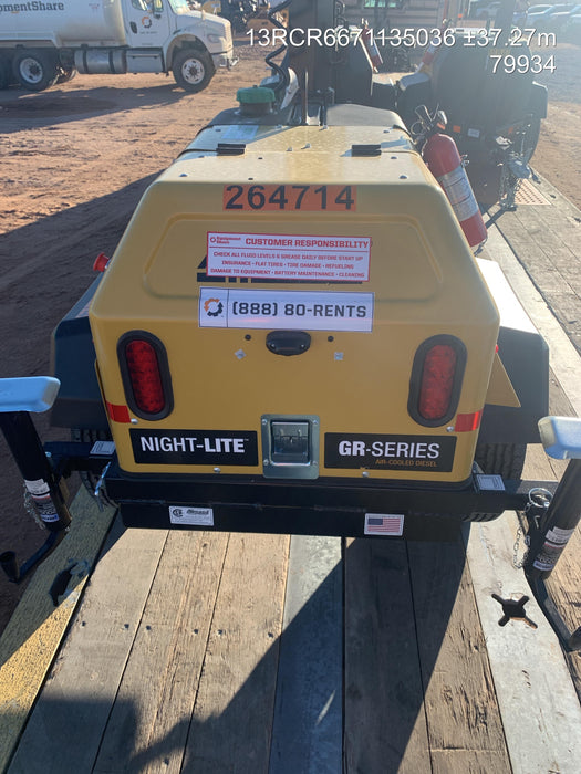 2022 Allmand NLV3GR (4) LED Light Fixture 350W, 23' Vertical Mast, 3kW Prime, Towable, ES Decals, T3