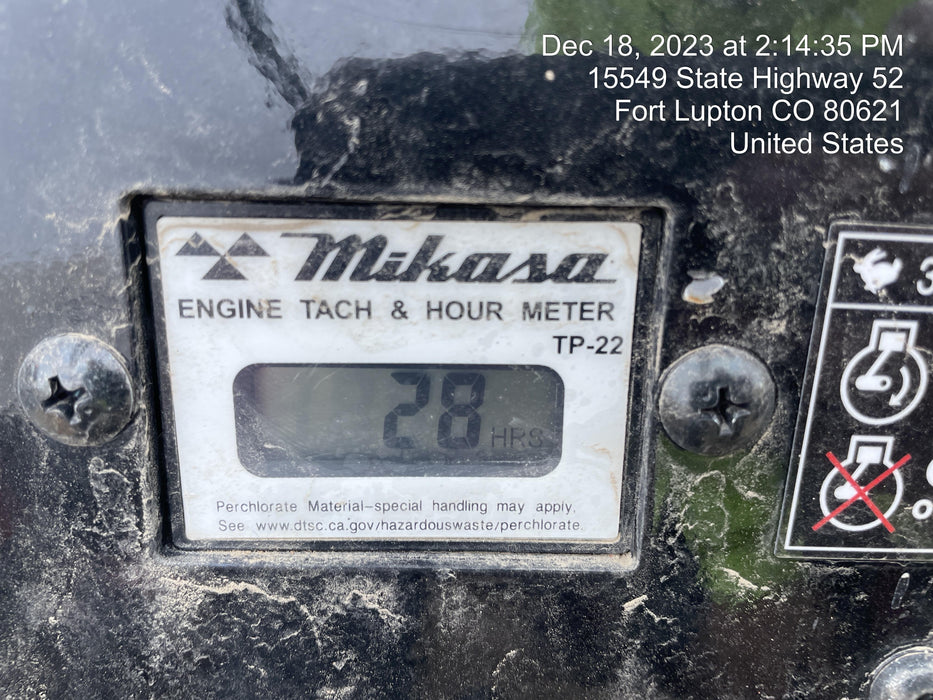 2023 Multiquip MV308GH Honda GX270, 18" Plate, Tachometer