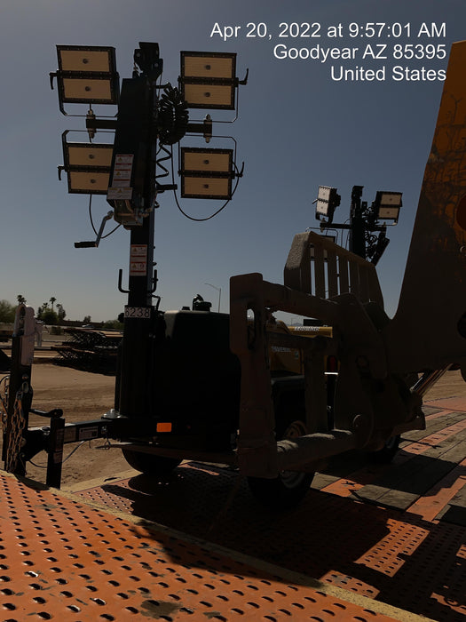 2022 Allmand NLV3GR (4) LED Light Fixture 350W, 23' Vertical Mast, 3kW Prime, Towable, Deep Sea L401, Leveling Jacks, Yanmar T4F 5.8hp