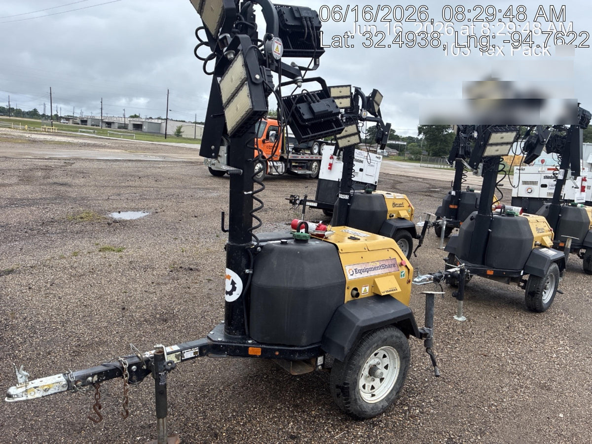 Allmand NLV3GR (4) LED Light Fixture 350W, 23' Vertical Mast, 3kW Prime, Towable, Deep Sea L401, Leveling Jacks, Yanmar T4F 5.8hp