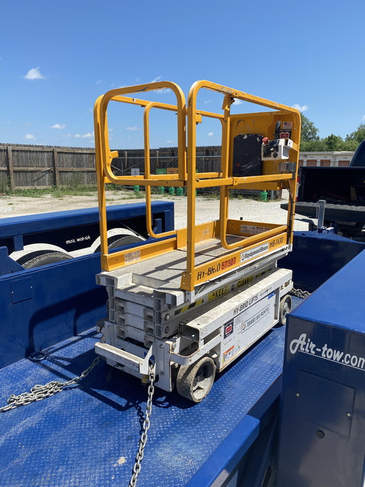 Custom Equipment HB-1430 <ul>
 <li>Hy-Brid Scissor Lift</li>
  <li>Platform capacity up to 670 lbs.</li>
  <li>Working height up to 20 ft</li>
  <li>Weighs under 1,700 lbs.</li>
  <li>Non-marking wheels </li>
</ul>