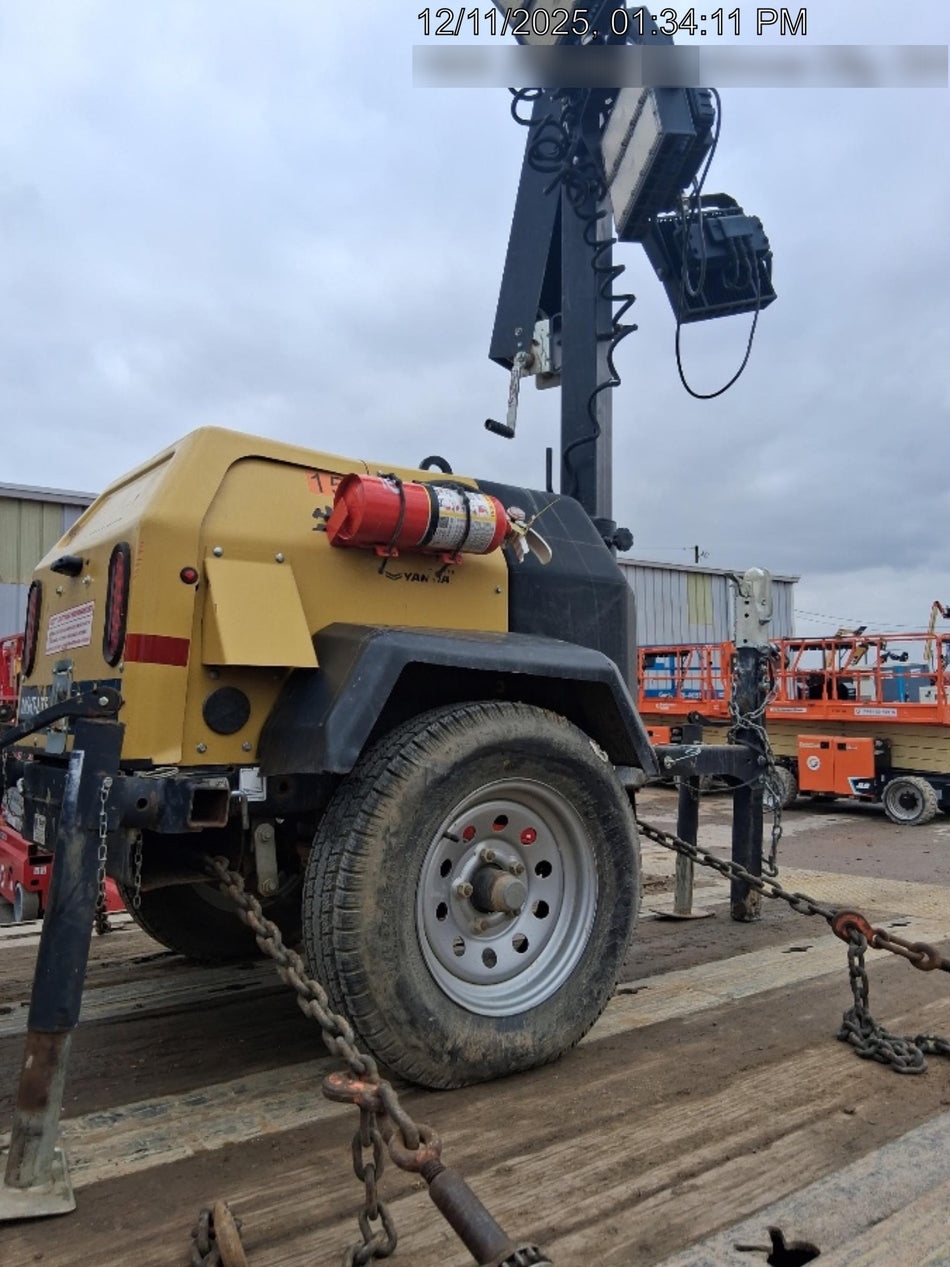 2022 Allmand NLV3GR (4) LED Light Fixture 350W, 23' Vertical Mast, 3kW Prime, Towable, Deep Sea L401, Leveling Jacks, Yanmar T4F 5.8hp