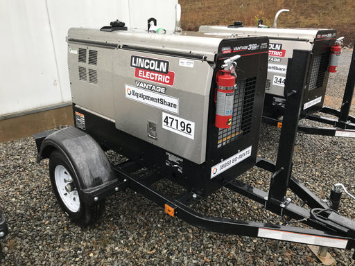 2019 Lincoln Electric Vantage 322 Ready-Pak 3, Two Wheel Trailer, Fender and Light Kit, Cable Rack