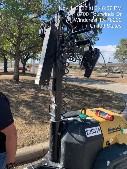 2022 Allmand NLV3GR (4) LED Light Fixture 350W, 23' Vertical Mast, 3kW Prime, Towable, Deep Sea L401, Leveling Jacks, Yanmar T4F 5.8hp