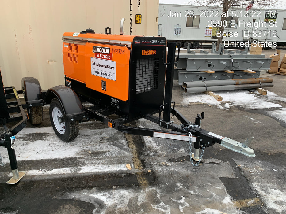 2021 Lincoln Electric Vantage 322 Vantage 322 Ready Pak 3 w/ Decals, ORANGE (includes trailer, cable rack, fender light kit) NO Telematics
