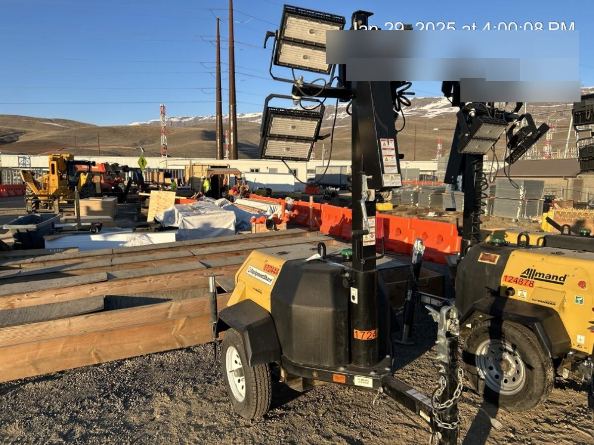 2021 Allmand NLV3GR (4) LED Light Fixture 350W, 23' Vertical Mast, 3kW Prime, Towable, Deep Sea L401, Leveling Jacks, Yanmar T4F 5.8hp