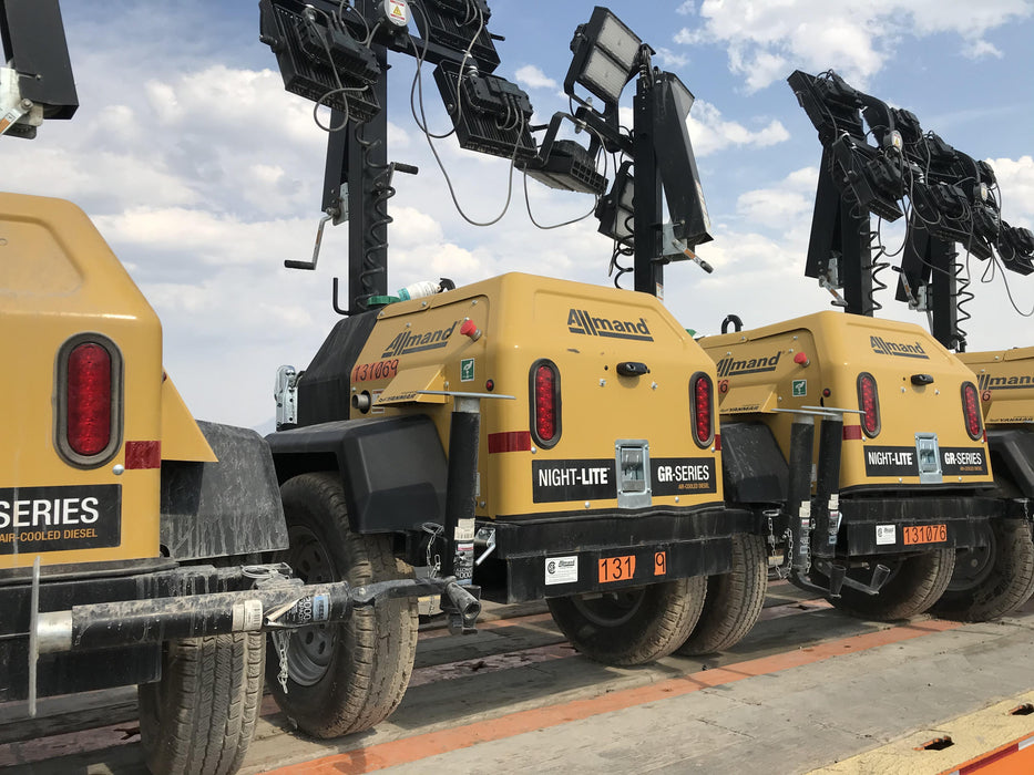 2021 Allmand NLV3GR (4) LED Light Fixture 350W, 23' Vertical Mast, 3kW Prime, Towable, Deep Sea L401, Leveling Jacks, Yanmar T4F 5.8hp