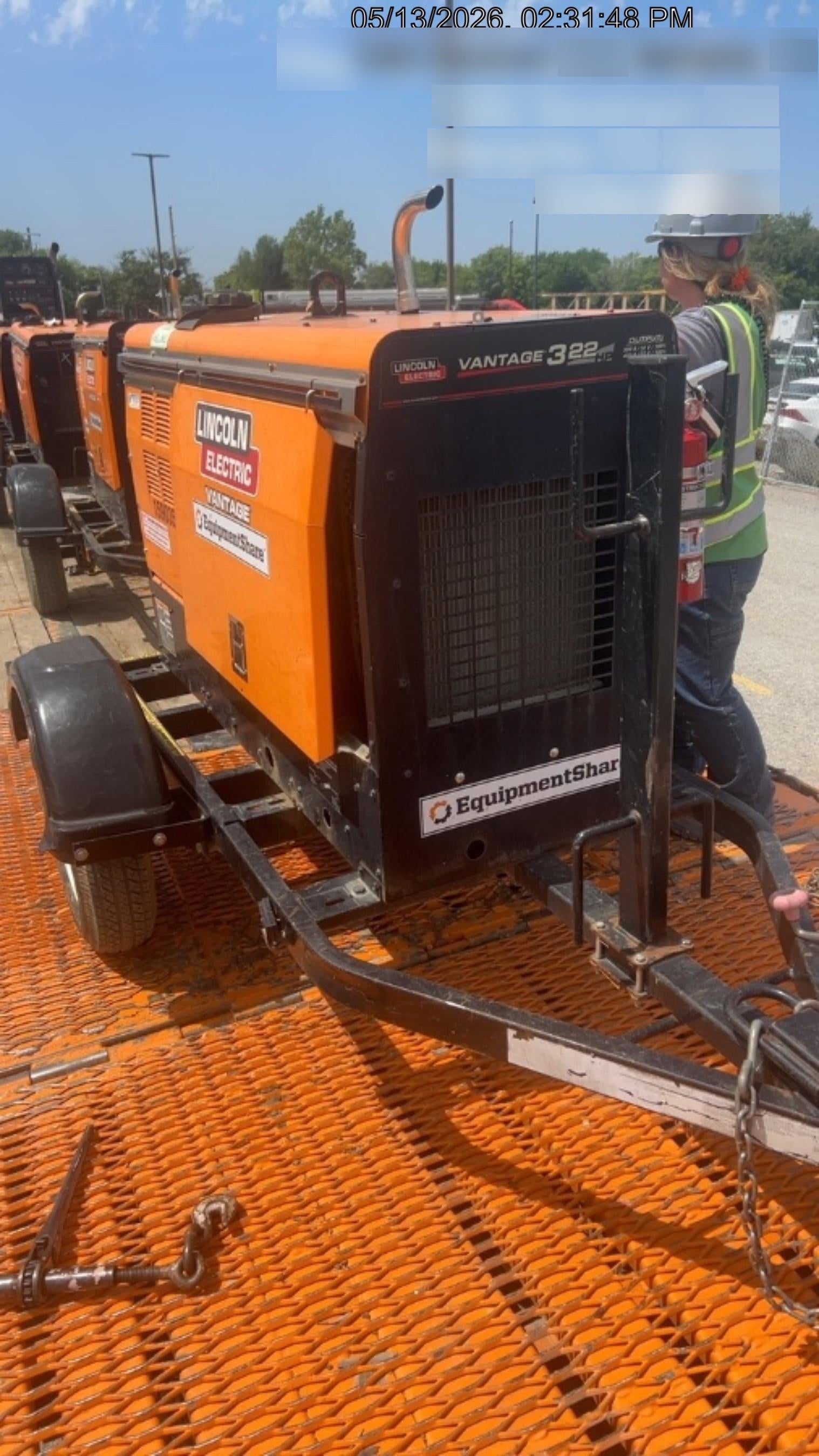 2021 Lincoln Electric Vantage 322 Vantage 322 Ready Pak 3 w/ Decals, ORANGE (includes trailer, cable rack, fender light kit) NO Telematics
