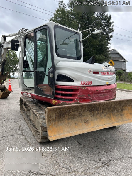 2019 Takeuchi TB290 Cab/Heat/AC Rubber tracks, Dozer blade, Travel alarm, Auxiliary hydraulics w/Manual QC, Hydraulic thumb, 18", 24", and 36" Buckets