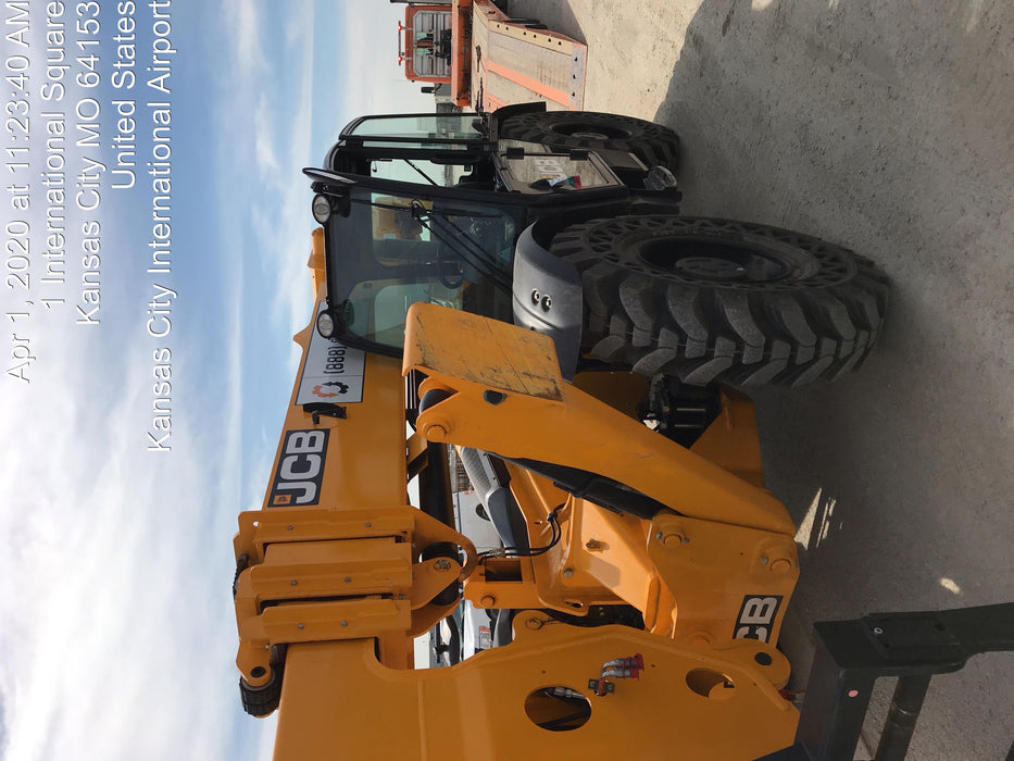 2020 JCB 510-56 Cab/Heat/Air, 74 HP, Solid Tires, STD Worklight, Beacon, Aux Hydraulics, Lifting Eye, Back up Alarm w/66" Carriage/60" Forks