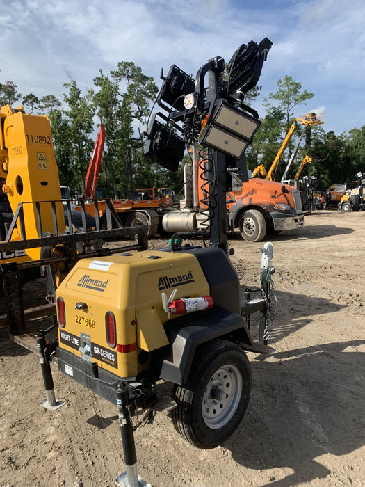 2022 Allmand NLV3GR (4) LED Light Fixture 350W, 23' Vertical Mast, 3kW Prime, Towable, Deep Sea L401, Leveling Jacks, Yanmar T4F 5.8hp