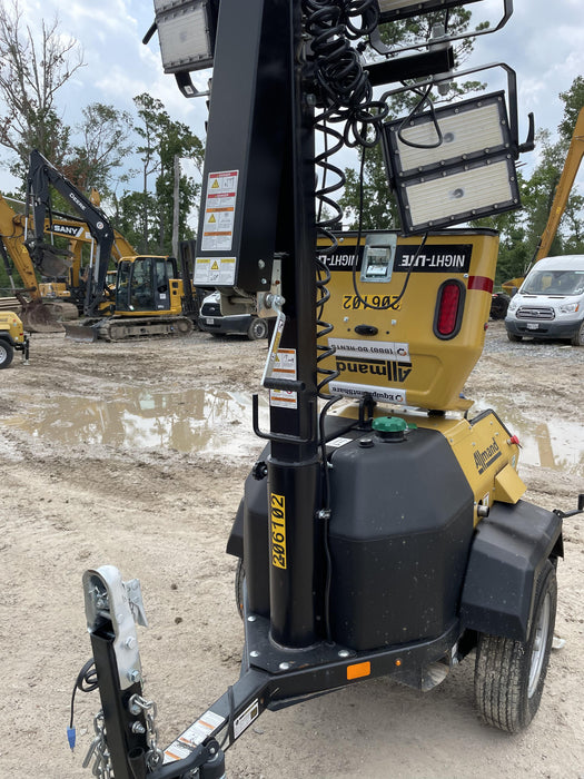 2022 Allmand NLV3GR (4) LED Light Fixture 350W, 23' Vertical Mast, 3kW Prime, Towable, Deep Sea L401, Leveling Jacks, Yanmar T4F 5.8hp