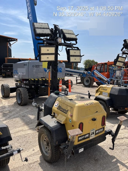 2022 Allmand NLV3GR (4) LED Light Fixture 350W, 23' Vertical Mast, 3kW Prime, Towable, Deep Sea L401, Leveling Jacks, Yanmar T4F 5.8hp