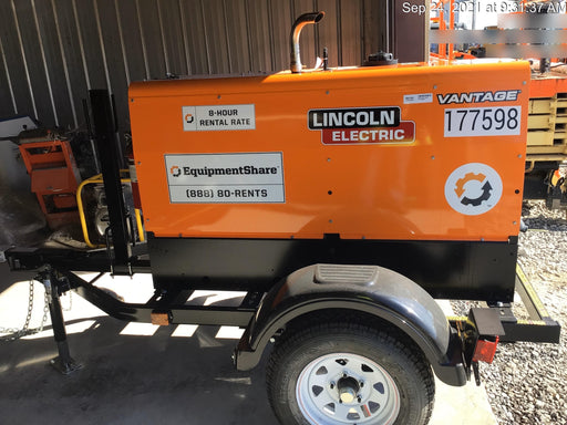 2021 Lincoln Electric Vantage 322 Vantage 322 Ready Pak 3 w/ Decals, ORANGE (includes trailer, cable rack, fender light kit) NO Telematics