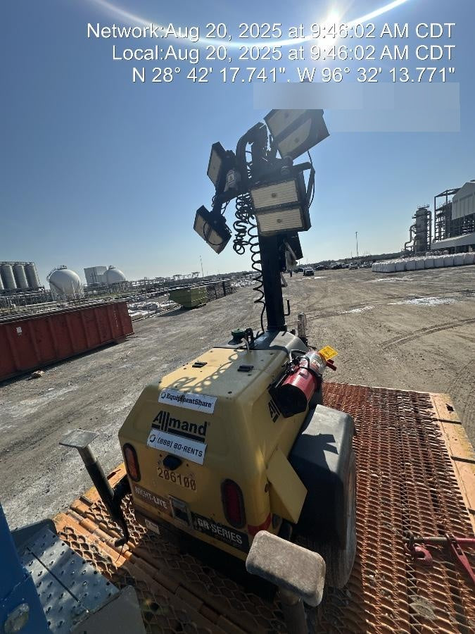 2022 Allmand NLV3GR (4) LED Light Fixture 350W, 23' Vertical Mast, 3kW Prime, Towable, Deep Sea L401, Leveling Jacks, Yanmar T4F 5.8hp