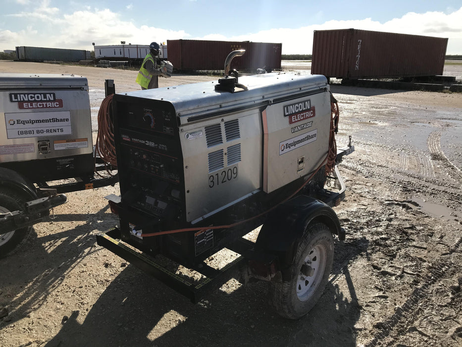 2019 Lincoln Electric Vantage 322 Welder Ready-Pak 3, Two wheel trailer, Fender and Light kit, Cable Rack