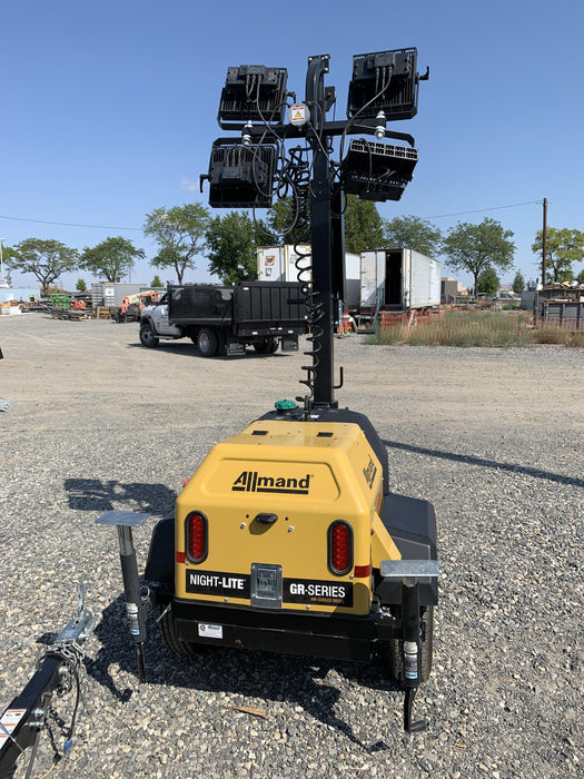 2020 Allmand NLV3GR (4) LED Light Fixture 350W, 23' Vertical Mast, 3kW Prime, Towable, Deep Sea L401, Leveling Jacks, Yanmar T4F 5.8hp