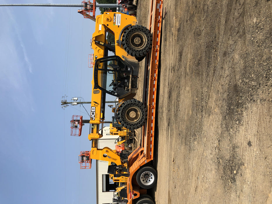 2019 JCB 509-42 Open ROPS, 74 HP, Solid Tires, Worklights, Beacon, Aux Hydraulics, Lifting Eye 66" Carriage/60" Forks