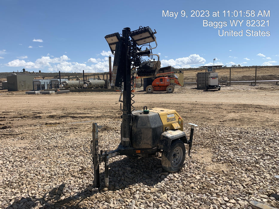 2022 Allmand NLV3GR (4) LED Light Fixture 350W, 23' Vertical Mast, 3kW Prime, Towable, ES Decals, T3