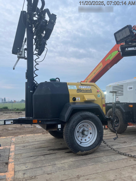 2022 Allmand NLV3GR (4) LED Light Fixture 350W, 23' Vertical Mast, 3kW Prime, Towable, ES Decals, T3