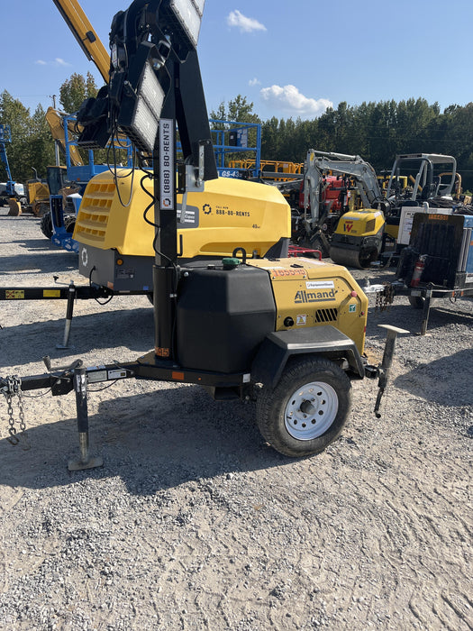 2021 Allmand NLV3GR (4) LED Light Fixture 350W, 23' Vertical Mast, 3kW Prime, Towable, Deep Sea L401, Leveling Jacks, Yanmar T4F 5.8hp