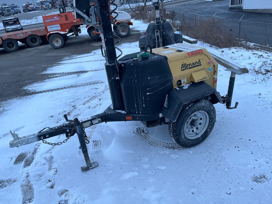 2021 Allmand NLV3GR (4) LED Light Fixture 350W, 23' Vertical Mast, 3kW Prime, Towable, Deep Sea L401, Leveling Jacks, Yanmar T4F 5.8hp