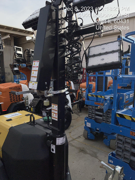 2022 Allmand NLV3GR (4) LED Light Fixture 350W, 23' Vertical Mast, 3kW Prime, Towable, Deep Sea L401, Leveling Jacks, Yanmar T4F 5.8hp