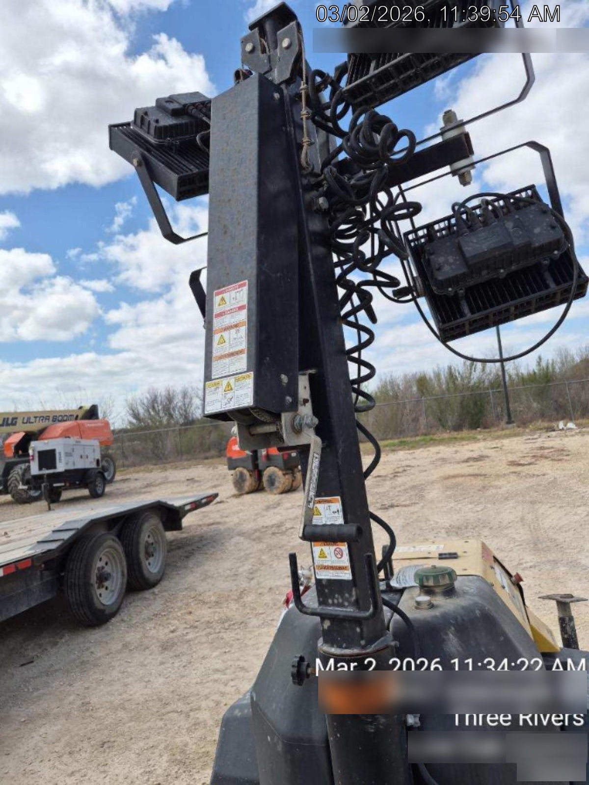 Allmand NLV3GR (4) LED Light Fixture 350W, 23' Vertical Mast, 3kW Prime, Towable, Deep Sea L401, Leveling Jacks, Yanmar T4F 5.8hp