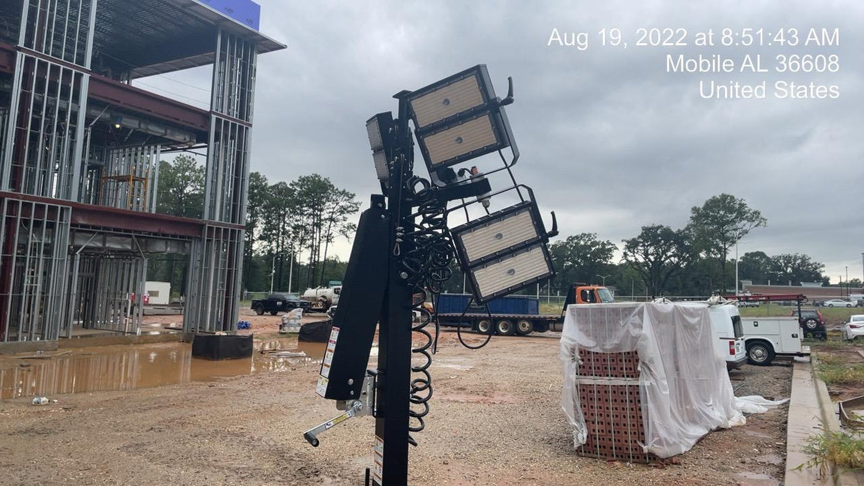 2022 Allmand NLV3GR (4) LED Light Fixture 350W, 23' Vertical Mast, 3kW Prime, Towable, Deep Sea L401, Leveling Jacks, Yanmar T4F 5.8hp