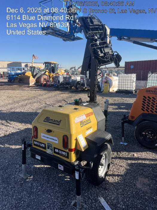 2022 Allmand NLV3GR (4) LED Light Fixture 350W, 23' Vertical Mast, 3kW Prime, Towable, ES Decals, T3