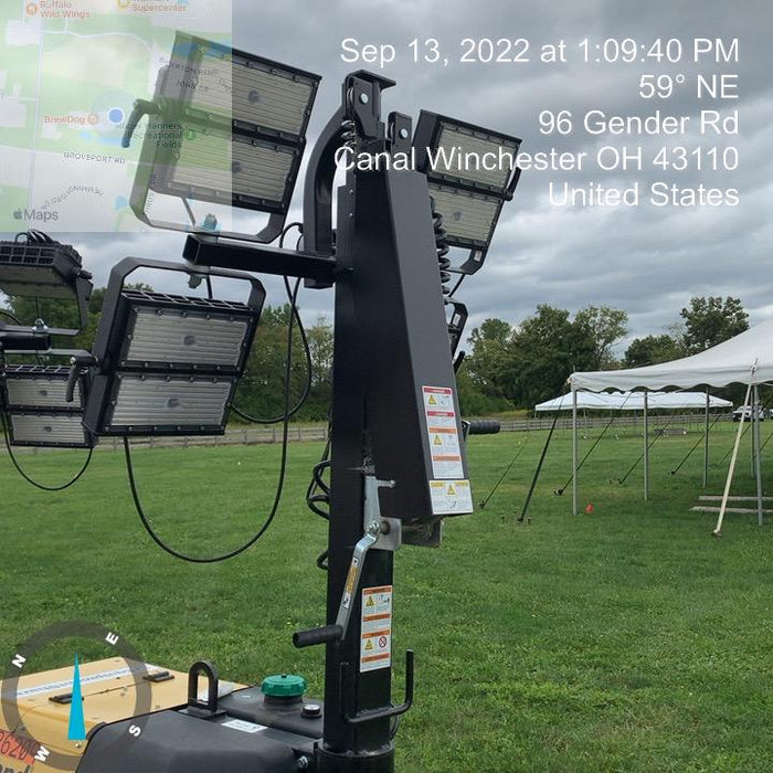 2022 Allmand NLV3GR (4) LED Light Fixture 350W, 23' Vertical Mast, 3kW Prime, Towable, Deep Sea L401, Leveling Jacks, Yanmar T4F 5.8hp