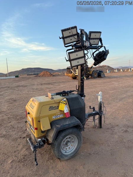 2022 Allmand NLV3GR (4) LED Light Fixture 350W, 23' Vertical Mast, 3kW Prime, Towable, Deep Sea L401, Leveling Jacks, Yanmar T4F 5.8hp