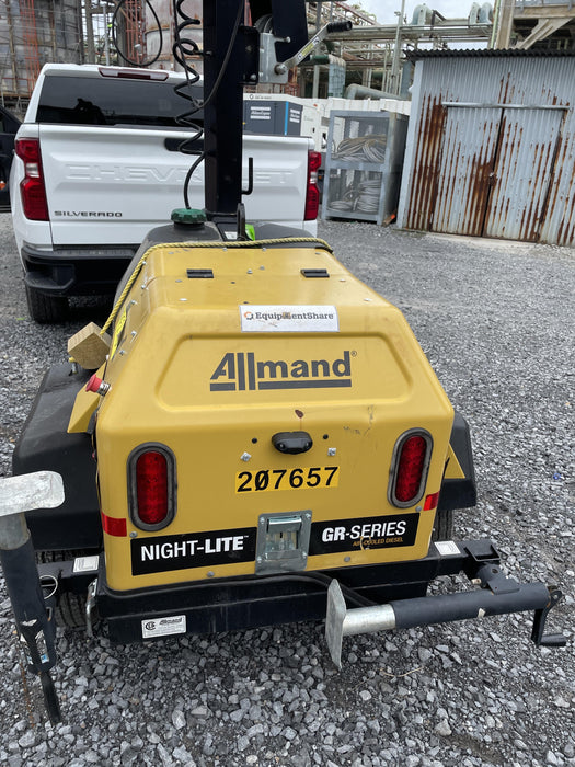 2022 Allmand NLV3GR (4) LED Light Fixture 350W, 23' Vertical Mast, 3kW Prime, Towable, Deep Sea L401, Leveling Jacks, Yanmar T4F 5.8hp