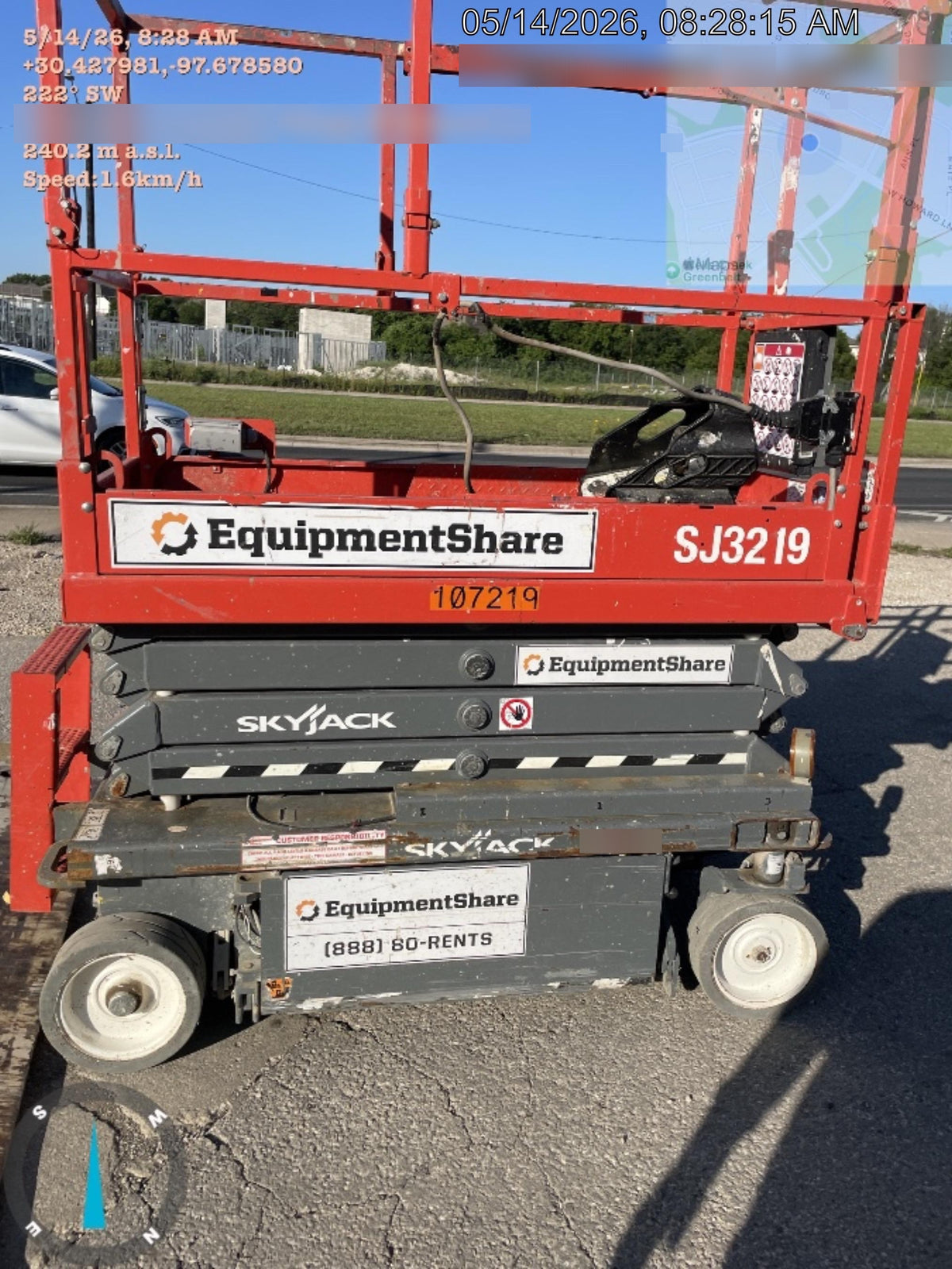 2020 Skyjack SJIII-3219 Solid NM Tires, Half height spring hinged entry gate, Dual Beacons, 800W Inverter