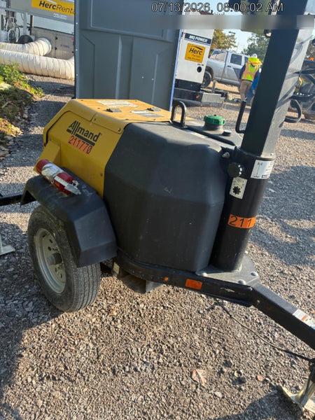 2022 Allmand NLV3GR (4) LED Light Fixture 350W, 23' Vertical Mast, 3kW Prime, Towable, Deep Sea L401, Leveling Jacks, Yanmar T4F 5.8hp