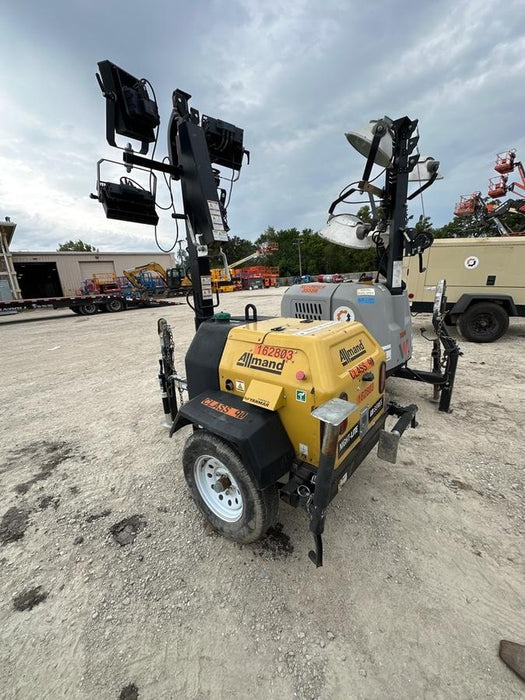 2021 Allmand NLV3GR (4) LED Light Fixture 350W, 23' Vertical Mast, 3kW Prime, Towable, Deep Sea L401, Leveling Jacks, Yanmar T4F 5.8hp