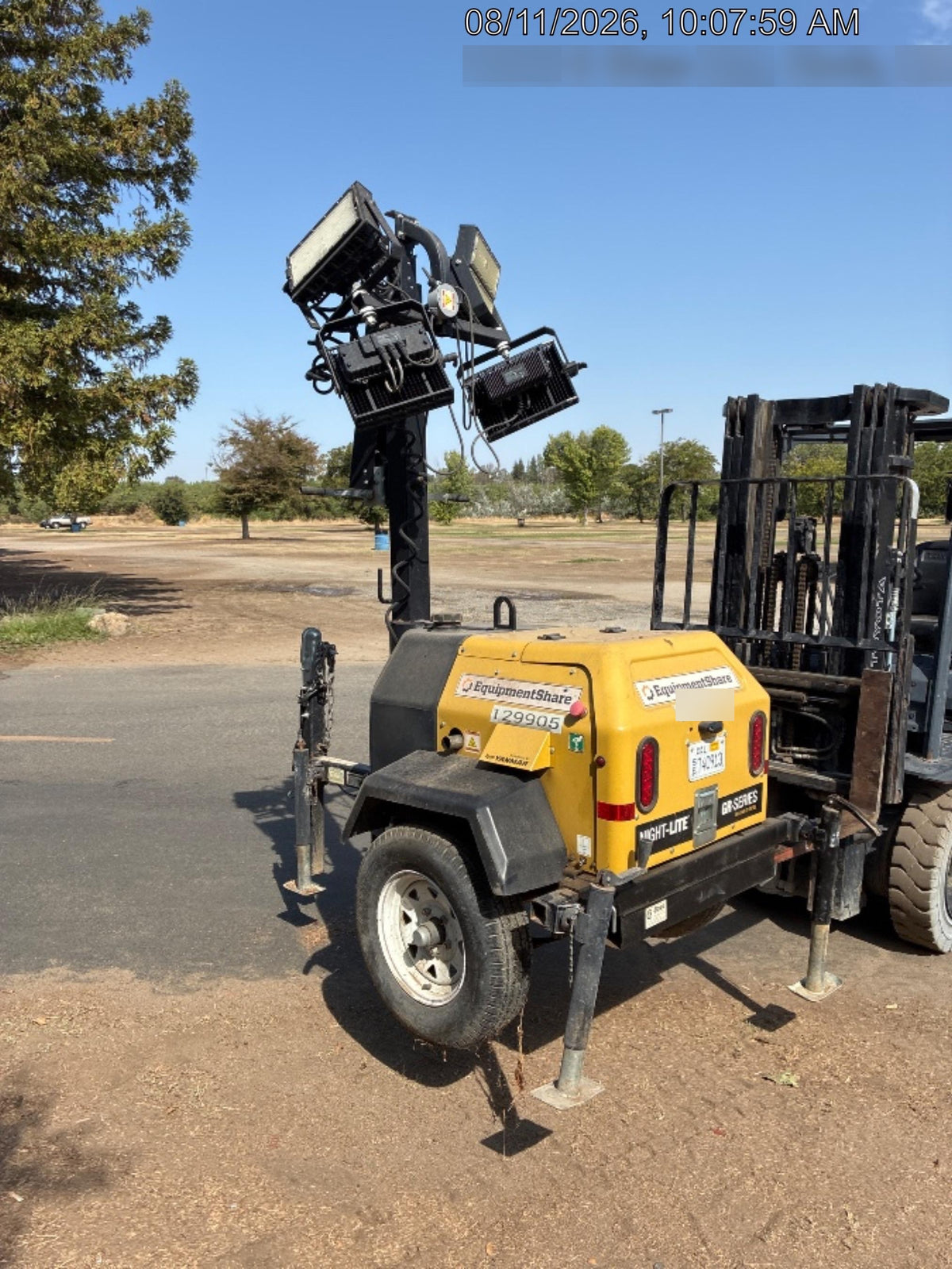 2021 Allmand NLV3GR (4) LED Light Fixture 350W, 23' Vertical Mast, 3kW Prime, Towable, Deep Sea L401, Leveling Jacks, Yanmar T4F 5.8hp