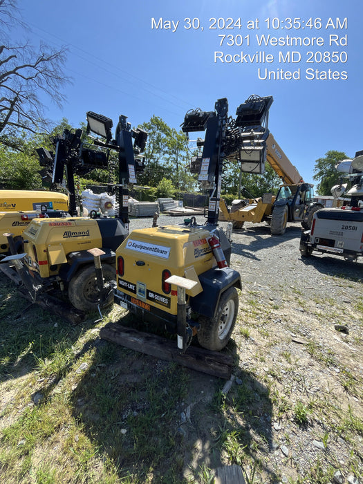 2021 Allmand NLV3GR (4) LED Light Fixture 350W, 23' Vertical Mast, 3kW Prime, Towable, Deep Sea L401, Leveling Jacks, Yanmar T4F 5.8hp