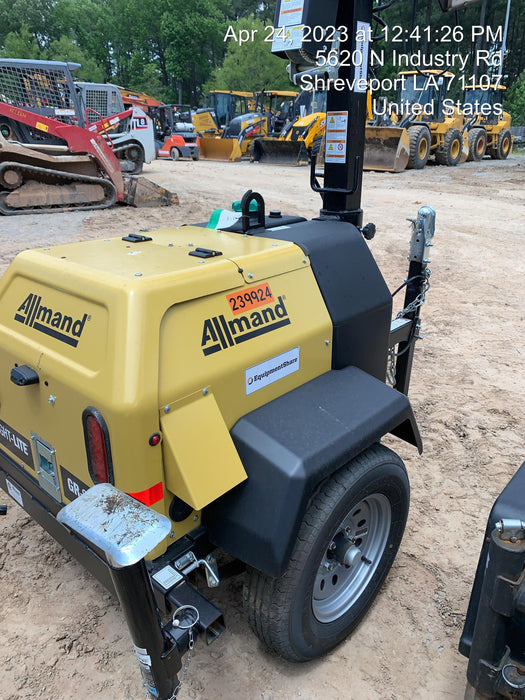 2022 Allmand NLV3GR (4) LED Light Fixture 350W, 23' Vertical Mast, 3kW Prime, Towable, Deep Sea L401, Leveling Jacks, Yanmar T4F 5.8hp