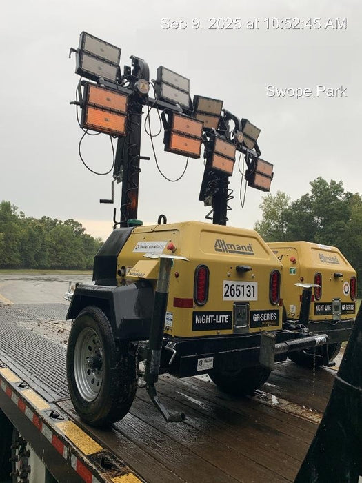 2022 Allmand NLV3GR (4) LED Light Fixture 350W, 23' Vertical Mast, 3kW Prime, Towable, ES Decals, T3